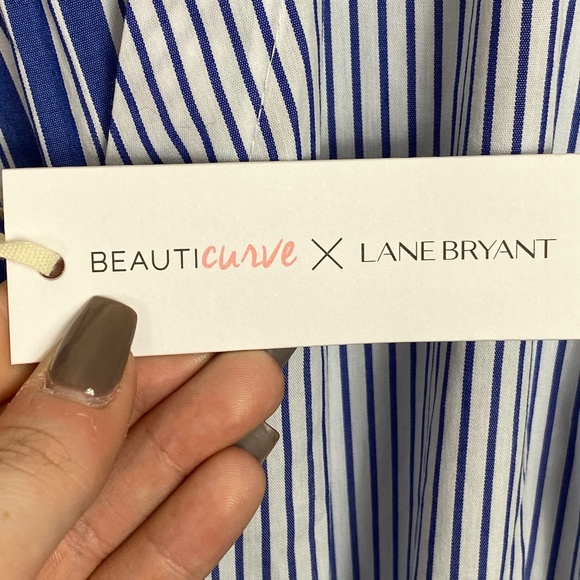 NWT Lane Bryant Blue and White Striped Midi Dress - Picture 6 of 9